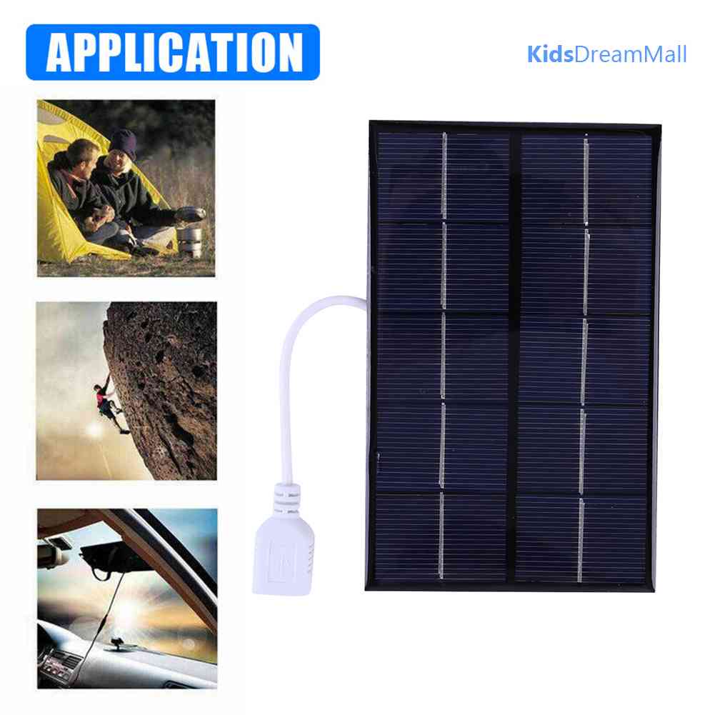 Tấm Sạc Năng Lượng Mặt Trời 5W 5V Polysilicon + Phụ Kiện Đi Kèm