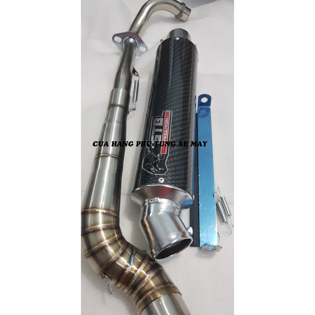 Pô STB cacbon - kèm cổ 2 khúc inox 304 gắn xe Ex 135/ Ex 150/ Winner 150/ Winner X/ Sonic/ Raider Fi/ Satria