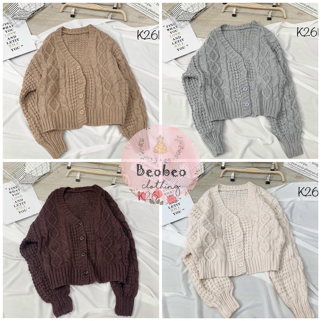 Áo khoác cardigan len móc 4 màu ulzzang