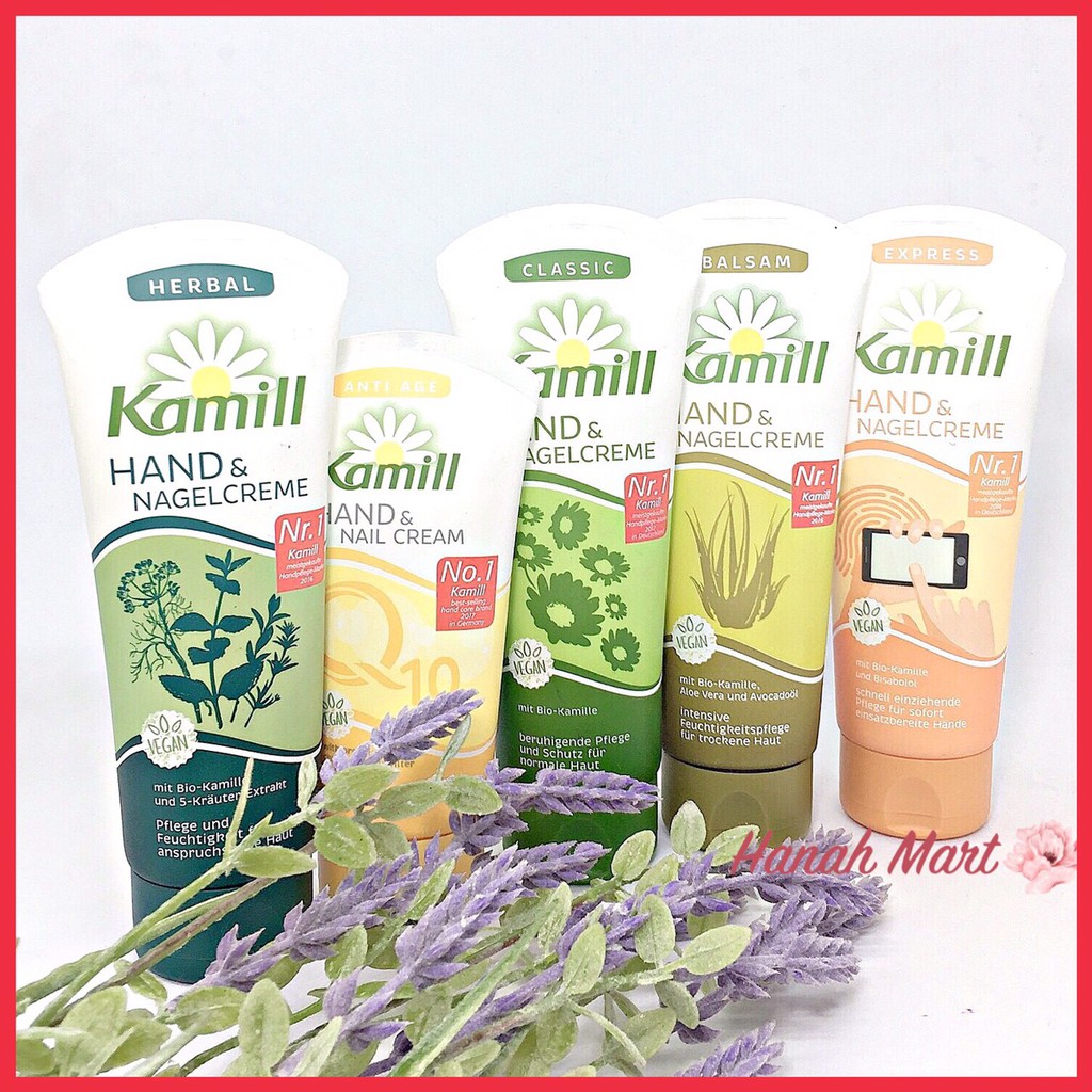 Hàng Đức chất _ Kem dưỡng da tay và móng tay Kamill hoa cúc hữu cơ cho làn da mềm mại, mượt mà, đủ vị 100ml – 75ml