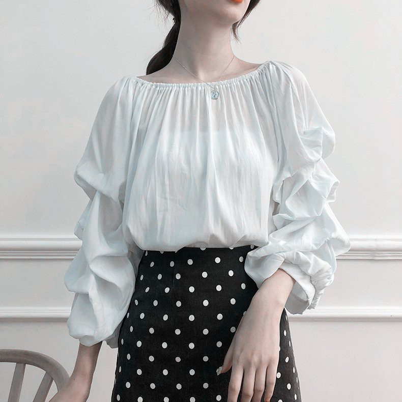 Áo sơ mi nữ tay bèo cổ tròn | Sơ Mi Lụa Dài Tay - Hàng VNXKK 💥 | BigBuy360 - bigbuy360.vn