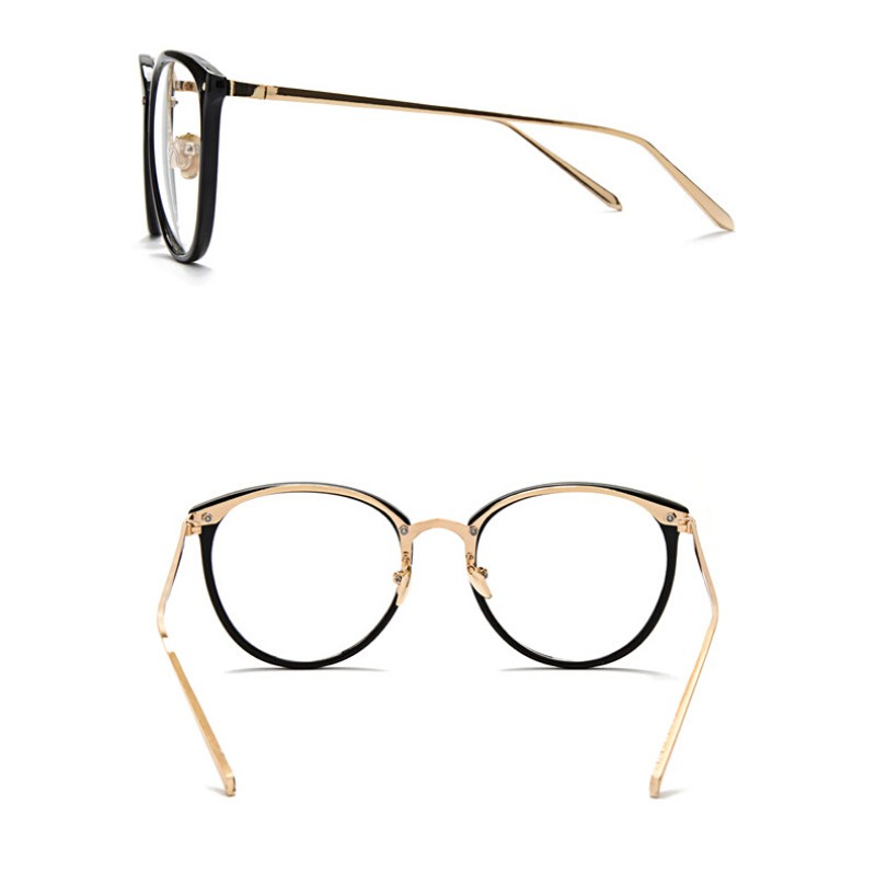 Gọng kính cận nữ mắt tròn phù hợp với nhiều khuôn mặt, gọng kim loại mạ vàng 509 | BigBuy360 - bigbuy360.vn