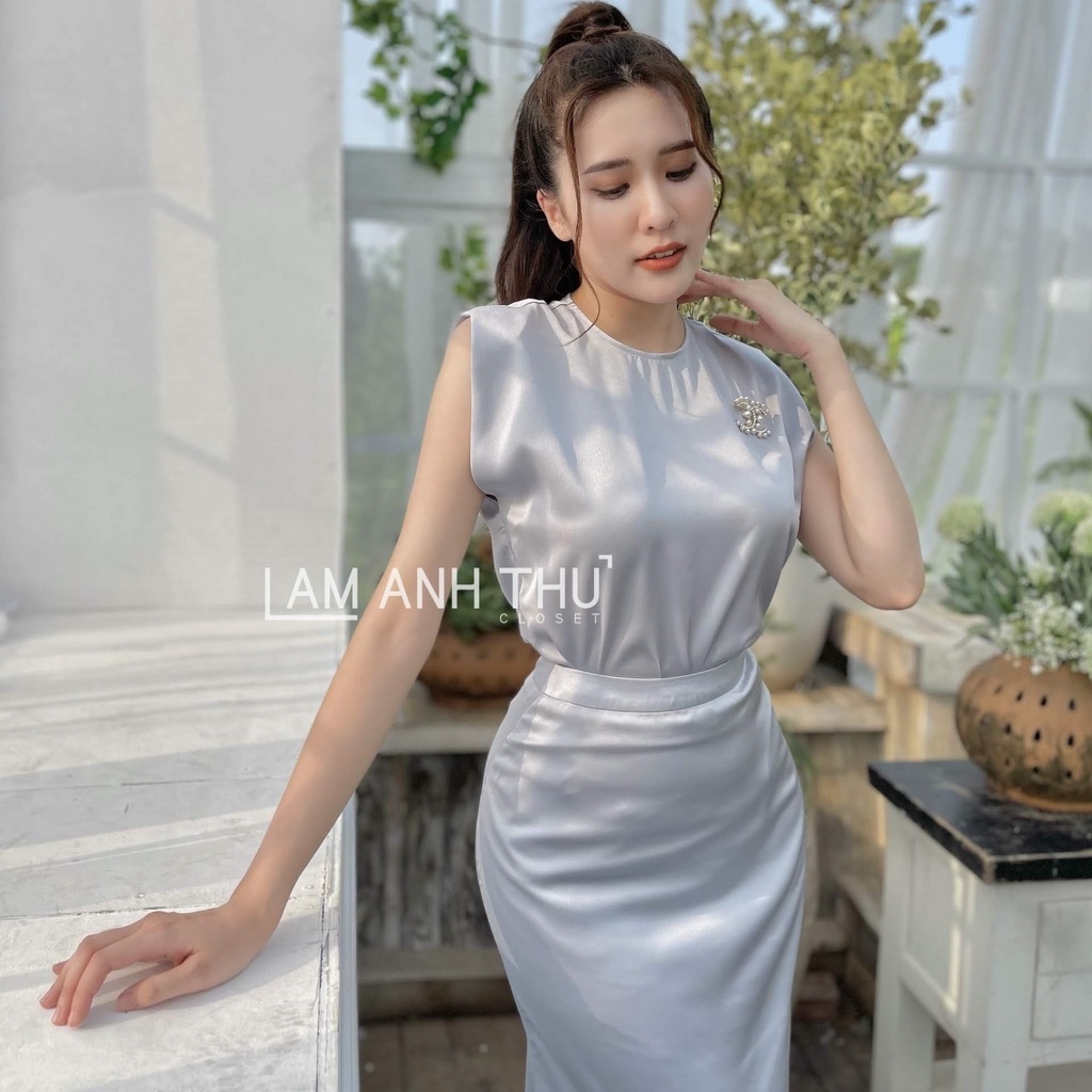 Set váy lụa ngọc trai 🌸🌸 Chất lụa Hàn cao cấp thanh lịch, sang trọng, mềm mại đi làm công sở, đi chơi