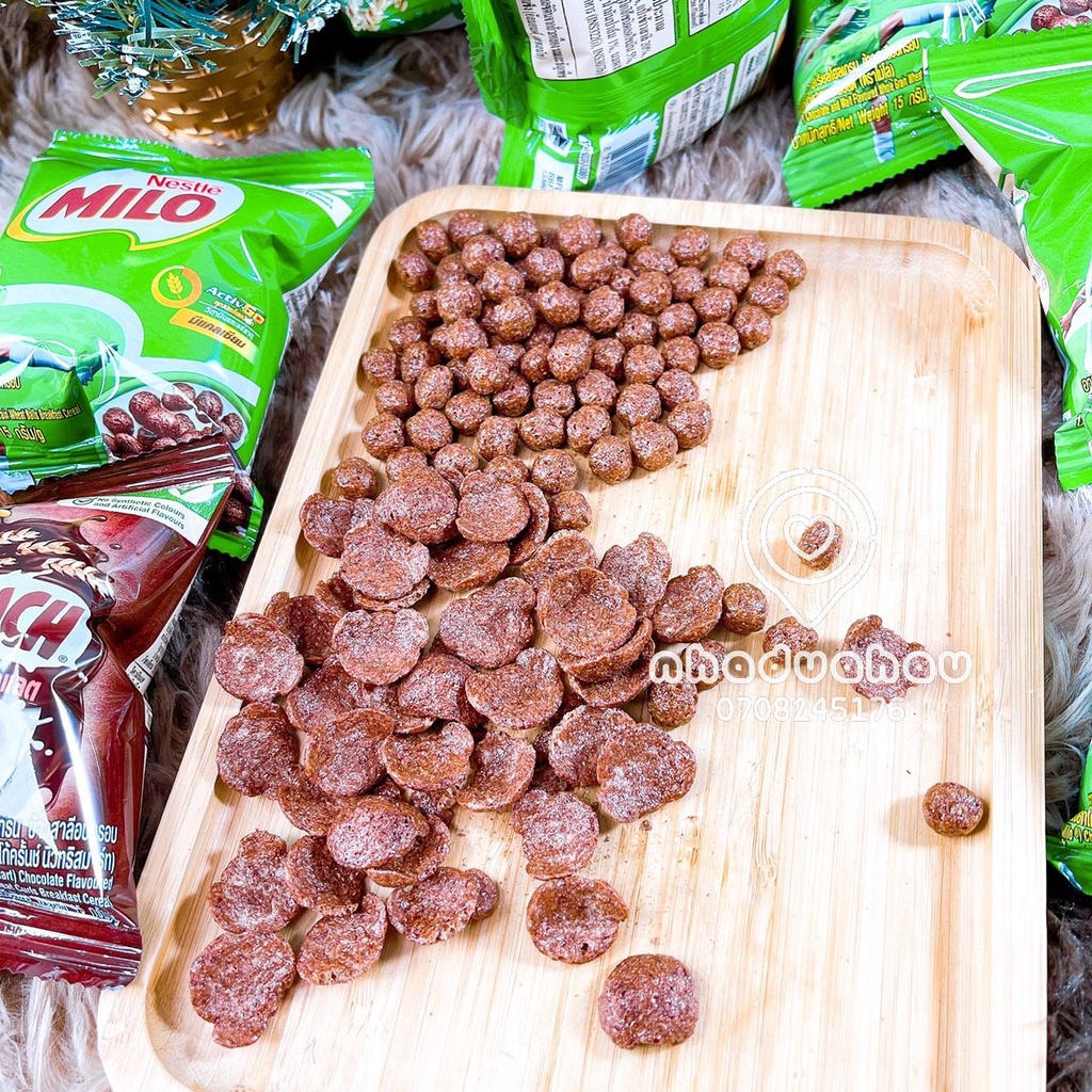Một lốc gồm 12 +2 gói snack bimbim milo hình viên/ hình gấu nâu Thái Lan gói 15gam