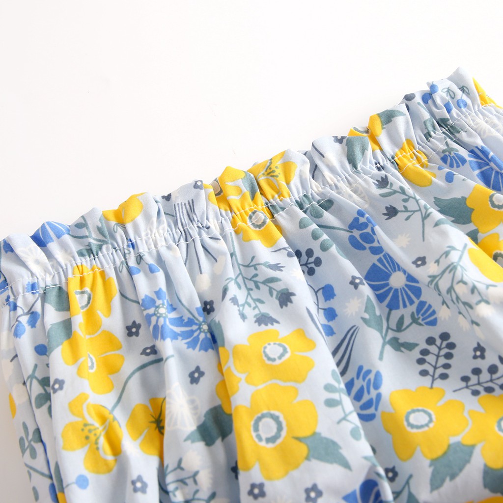 Bộ Đồ Liền Thân SANLUTOZ Cotton Tay Ngắn In Hoa Dành Cho Bé Gái