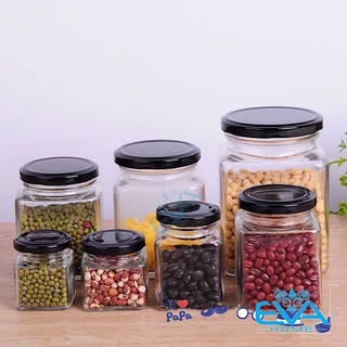 Bộ 7 Hũ Thuỷ Tinh Vuông Nắp Vặn Dung Tích Từ 50 Đến 750 Ml