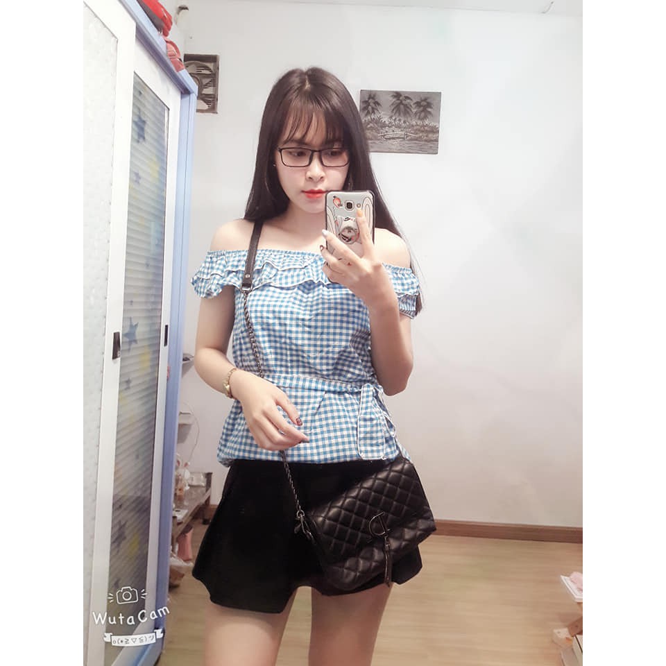 Áo caro trễ vai bèo ( 3sp bất kì giá sỉ )