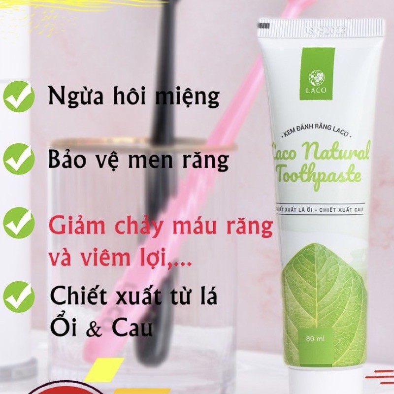 Kem Đánh Răng Hữu Cơ LACO, Trắng Sáng RăngBảo Vệ Men Răng, Vị Ngọt Thơm Mát