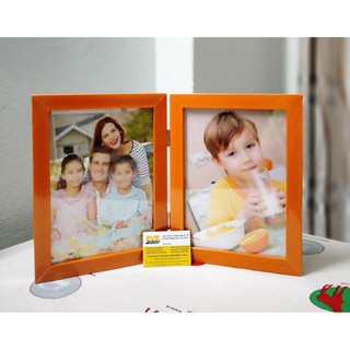 Khung ảnh đôi để bàn 15×21cm để ảnh cưới, ảnh gia đình, ảnh hoa trang trí - Khung màu cam