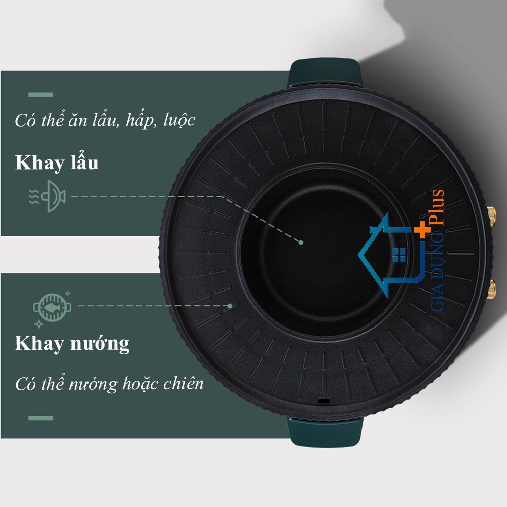 Nồi lẩu nướng đa năng 2 in 1, bếp lẩu nướng tròn không khói, chống dính, siêu tiện lợi cho mọi gia đình. Bảo hành 2 năm.