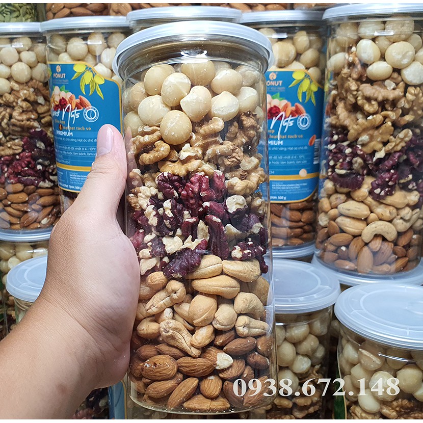 Hạt mix 5 loại hạt dinh dưỡng ( Hạt macca, quả óc chó vàng, quả óc chó đỏ, hạnh nhân, hạt điều )