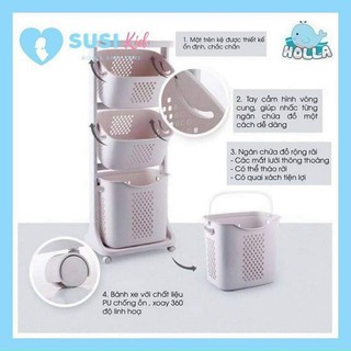 Kệ đựng đồ đa năng nhựa plastic, kệ 3 tầng có bánh xe