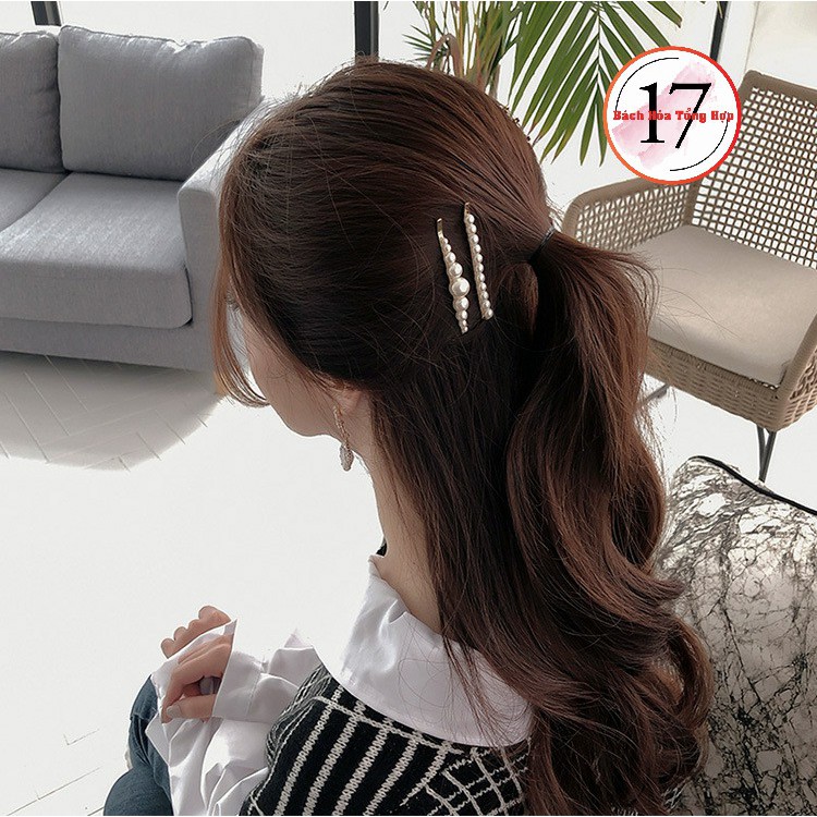 Kẹp tóc giả ngọc trai đẹp nữ tính, phụ kiện tóc cho các bạn nữ