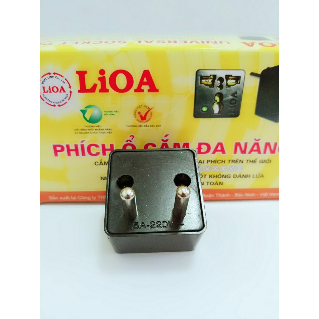 Phích ổ cắm đa năng Lioa chuyển 3 chấu thành 2 chấu 15A/220V