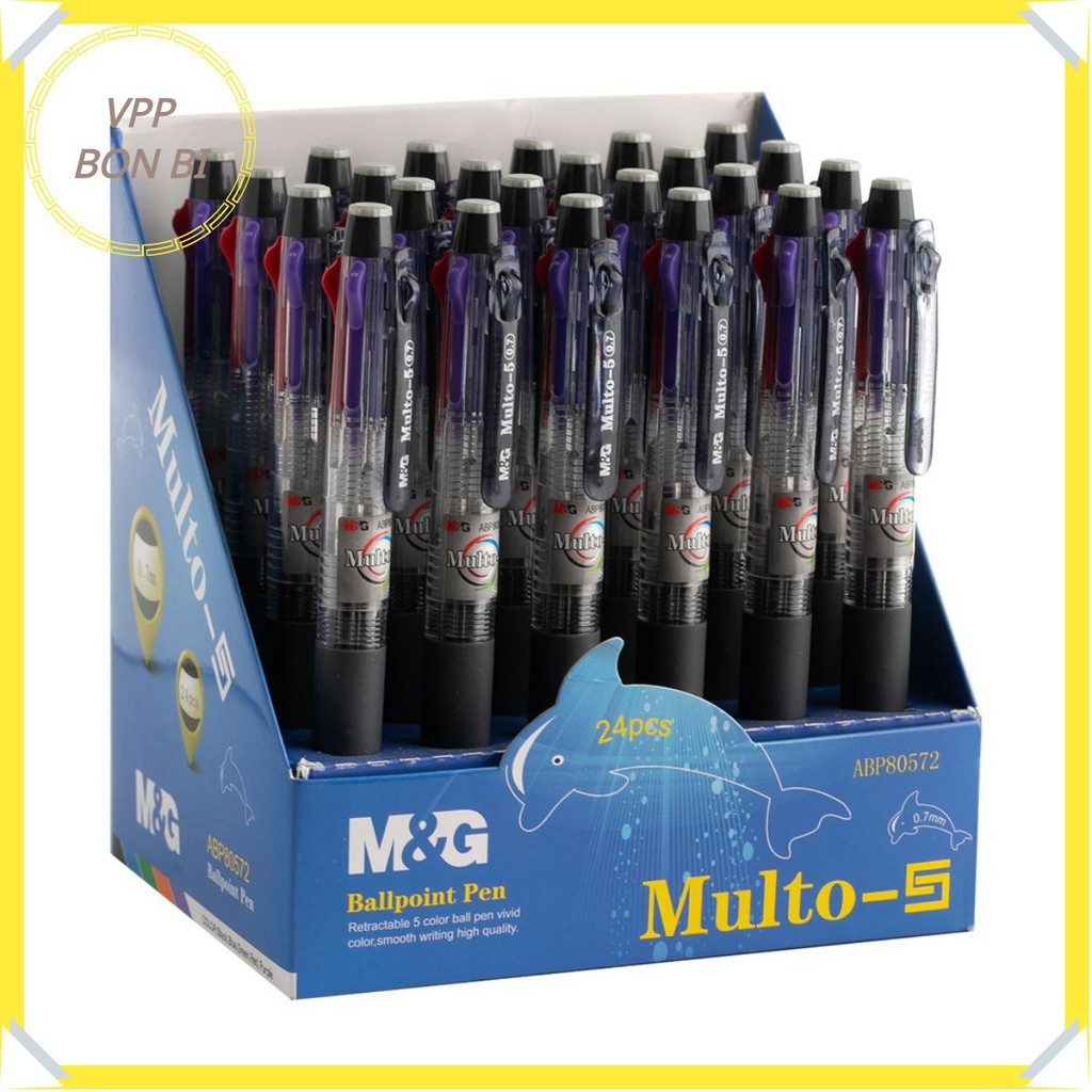 Bút bi 5 màu M&G APB80572, hàng chất lượng ko gai tắc mực