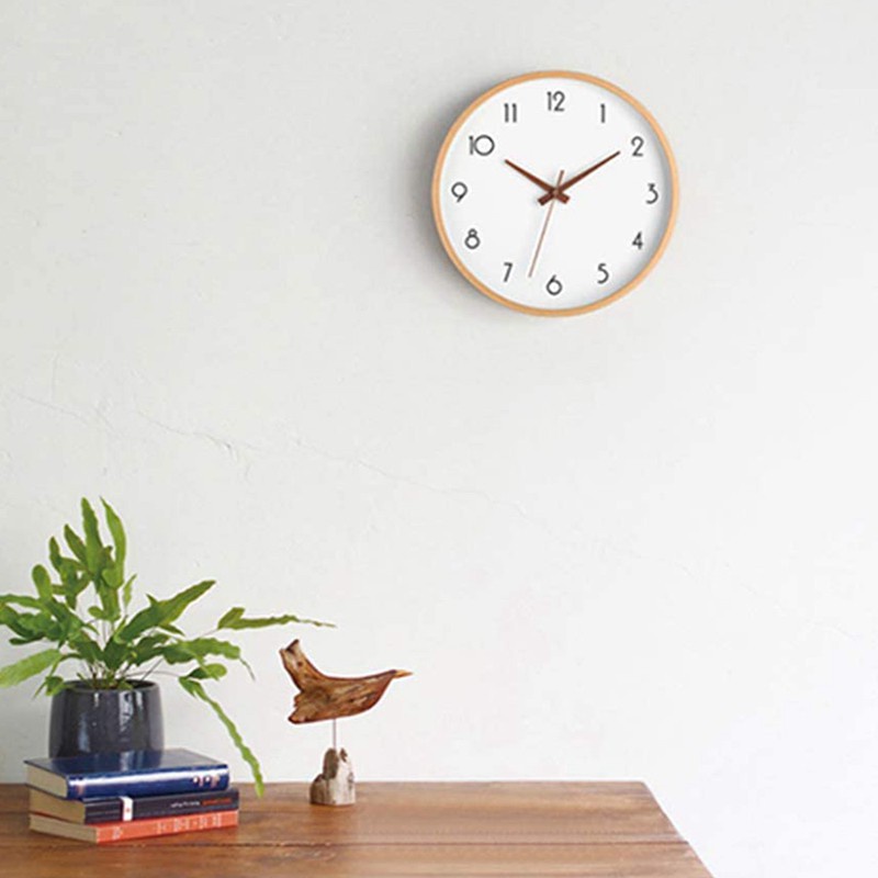 Silent Non-Ticking Wall Clock for Home/School,with Solid Wood,10 Inch