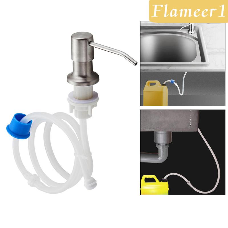 [flameer1] Đầu Bơm Xà Phòng Bồn Rửa Chén Bằng Thép Không Gỉ Với Ống Silicone Mở Rộng Màu Bạc