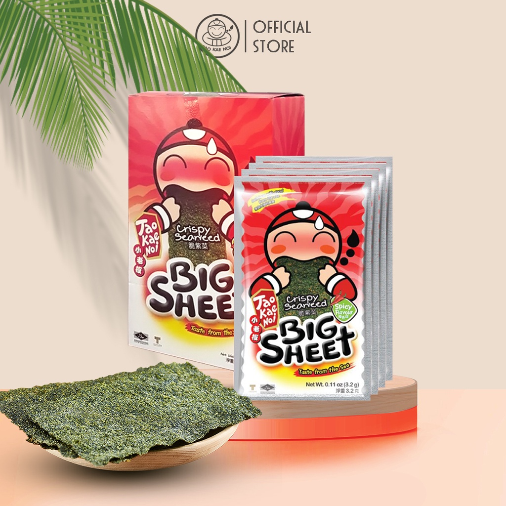 Hộp 12 Gói Snack Rong biển BIG SHEET Vị Cay -Gói 3.2g