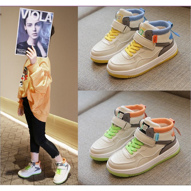 Giày Thể Thao Bé Gái bé Trai Trẻ Em Cổ Cao Thiết Kế Đẹp Da Mềm Đi Êm Chân Thiết Kế Hàn Quốc Xinh Xắn