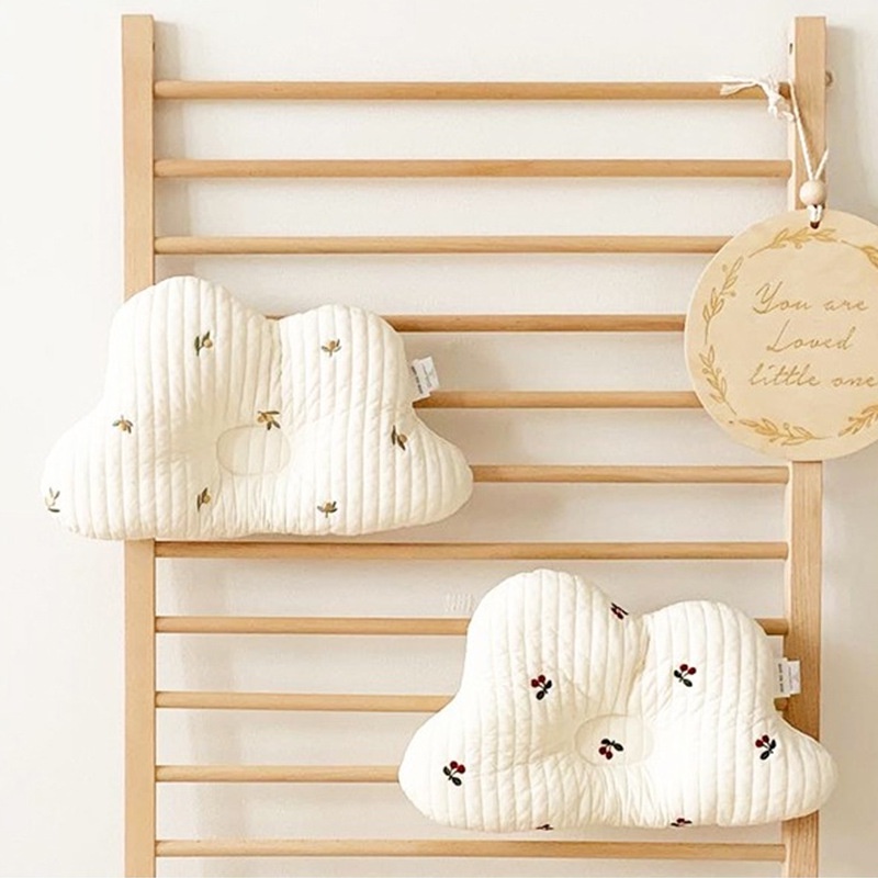 Gối ngủ cotton tinh khiết hình tròn thoáng khí chỉnh sửa tư thế đầu chống đau dành cho bé
