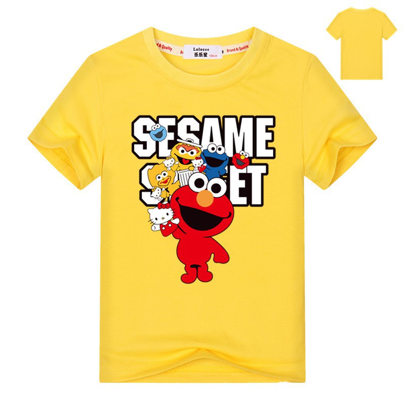 Áo thun Sesame Street-trẻ em unisex tay áo ngắn- Elmo, Oscar, Big Bird, Cookie Monster