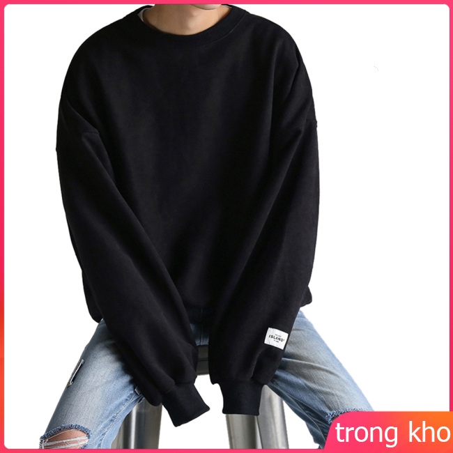Women Men Round-Necked Loose Long-Sleeved Oversize Casual Sweatshirts for Campus