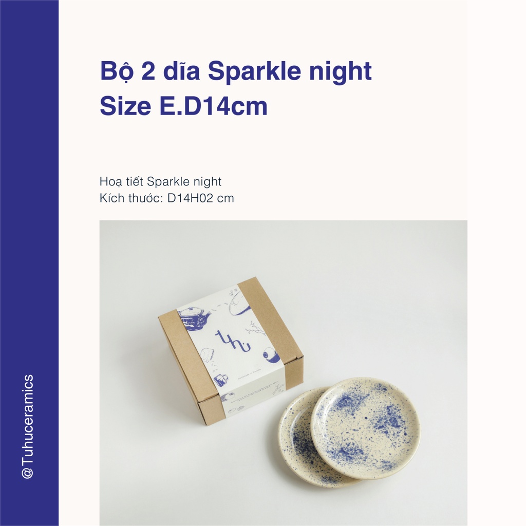 Bộ 2 dĩa 14cm họa tiết "Sparkle night"