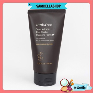 Sữa rửa mặt tro núi lửa innisfree super volcanic pore micellar cleansing foam 2x