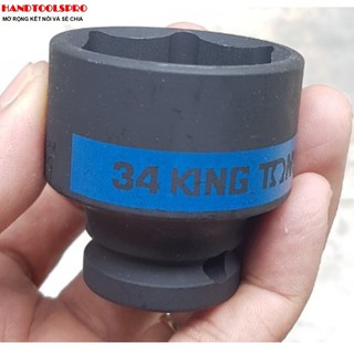 Đầu tuýp 34mm lục giác đen ngắn 1/2 inch 453534m kingtony