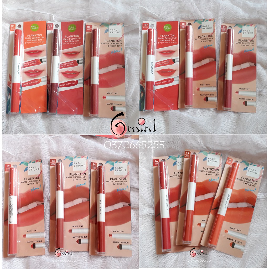 Son Baby Bright Plankton Hai Đầu Matte Cushion Lip and Moist Tint