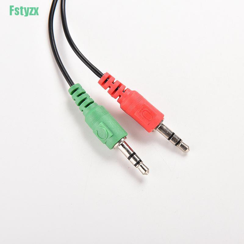 fstyzx 3.5mm Female to 2 Dual Male Jack Plug Audio Stereo Headset Mic Splitter Cables