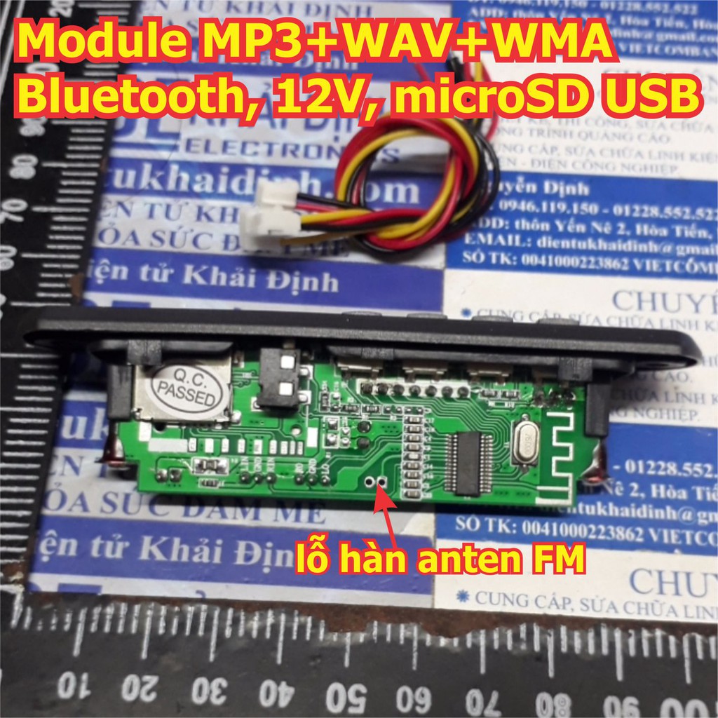 Module Audio MP3+WAV+WMA FM Bluetooth 12V, thẻ USB, microSD kde5580