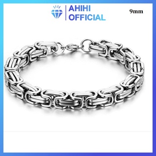 Lắc tay nam cao cấp đẹp sang trọng titan inox thép không gỉ kiểu ziczac vuông ahihi.official cỡ 9mm màu trắng PTLTNA78