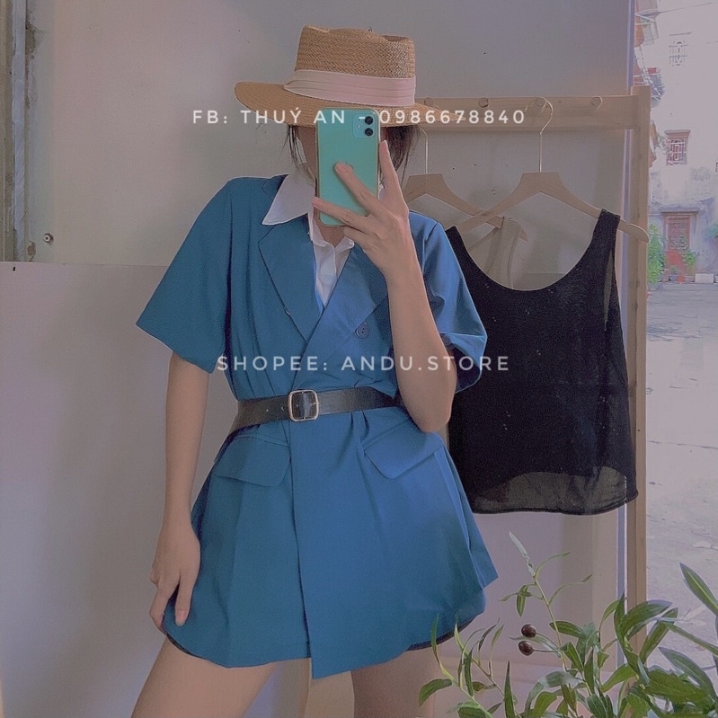 (Sẵn) Áo vest blazer cộc tay 3 màu ANDUSTORE [Video +ảnh thật shop chụp] thanh lịch, trẻ trung