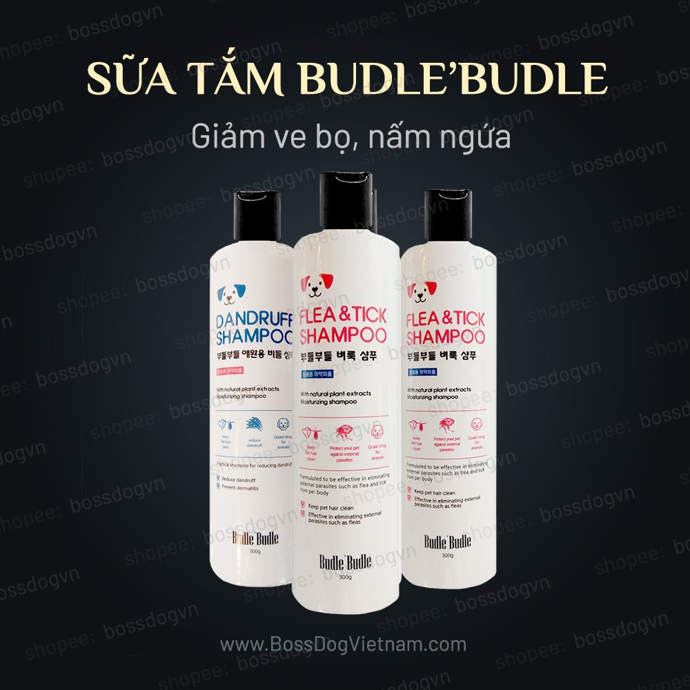 Dầu tắm thảo dược cho cún Budle - Giảm ve rận, nấm ngứa | BossDog