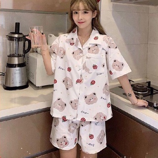 Bộ ngủ Pyjama mặc nhà mặc ngủ siêu xinh, tay ngắn quần ngắn