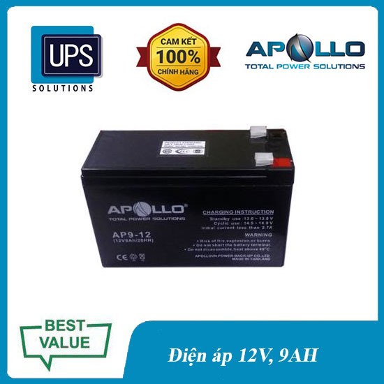 Ắc quy APOLLO AP9-12 12V 9Ah Chính Hãng 👌Ắc quy APOLLO Chính hãng new 100%👌