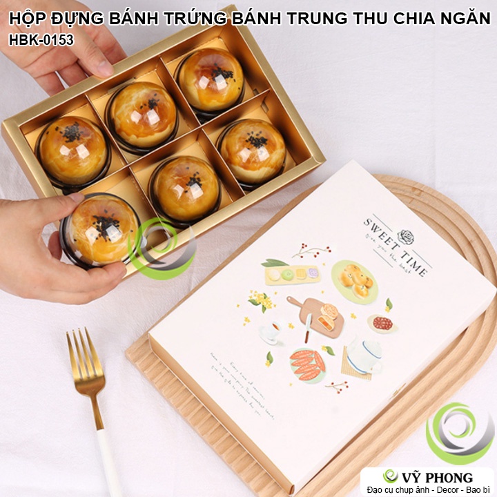 HỘP GIẤY ĐỰNG BÁNH TRUNG THU CHIA 6 NGĂN SWEET TIME ĐỰNG QUÀ TẶNG CÁC DỊP LỄ TẾT HBK-0153