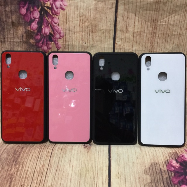 Ốp Vivo V9 viền dẻo đen lưng kính cường lực bóng 4D cực đẹp