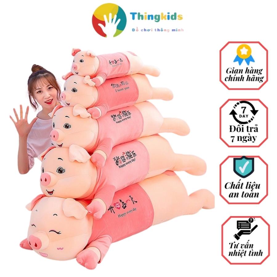 Gấu Bông Heo Nằm Áo Hồng Cực trend Thú Nhồi Bông Búp Bê Siêu Dễ Thương Size 90cm, 100cm, 130cm, 150cm - THINGKIDS