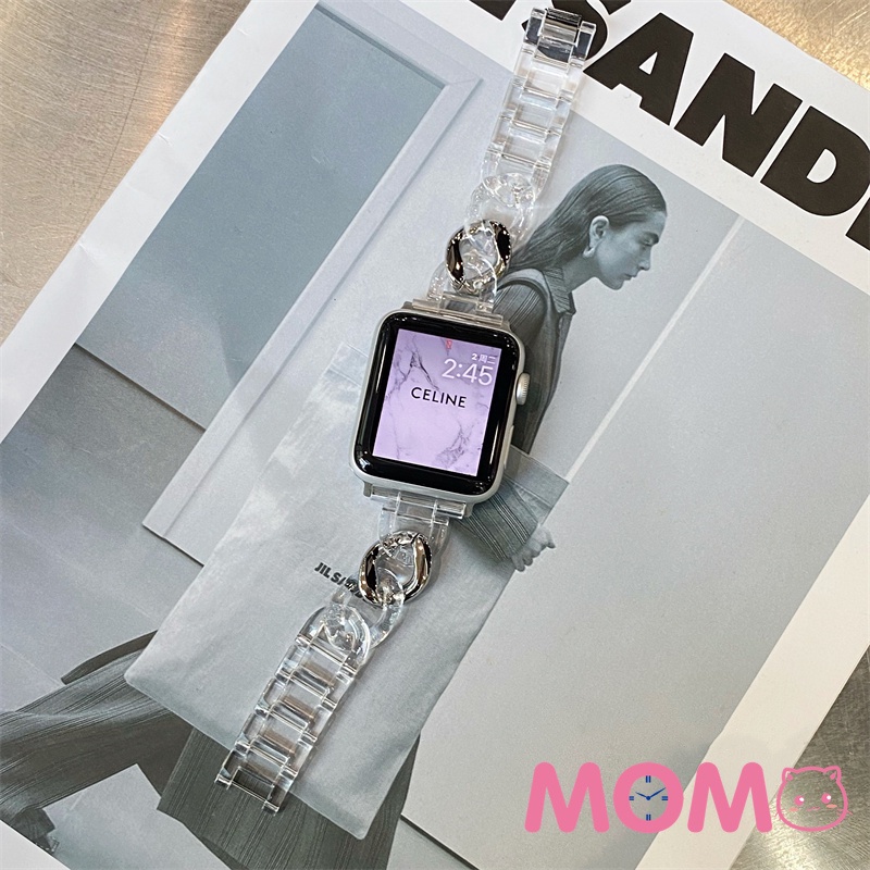 Dây Đeo Đồng Hồ Bằng Nhựa Resin 45mm Cho Smart Watch 7 6 5 4 3 2 Se 44mm 41mm 40mm