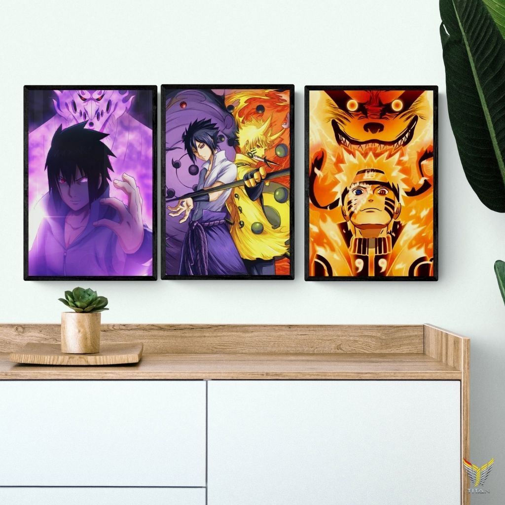 Combo 3 tranh treo tường, tranh decor chủ đề Naruto độc quyền TITAN360, kích thước 20x30 1 tấm, Mẫu 7