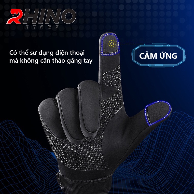 Găng tay giữ ấm mùa đông chống gió, kháng nước mưa Rhino G102 thể thao cảm ứng điện thoại, đi xe máy