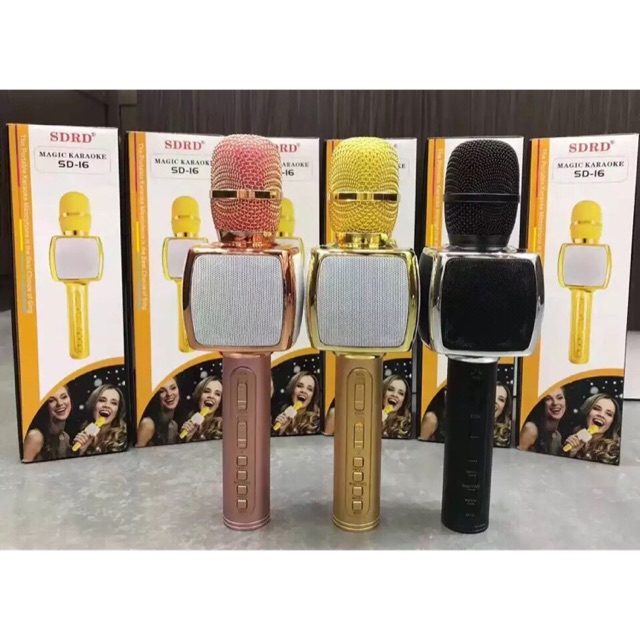 Mic hát karaoke Bluetooth SD- 16 .Loại 1 Âm thanh chuẩn ,Loa to đời mới