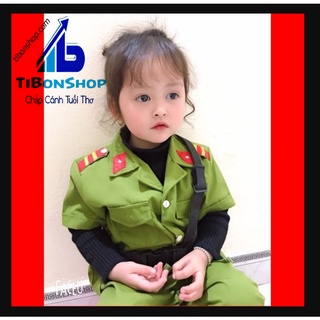 Bộ quần áo công an-Cảnh Sát Xanh Đầy Đủ Phụ-Đồ Hoá Trang Cho Bé