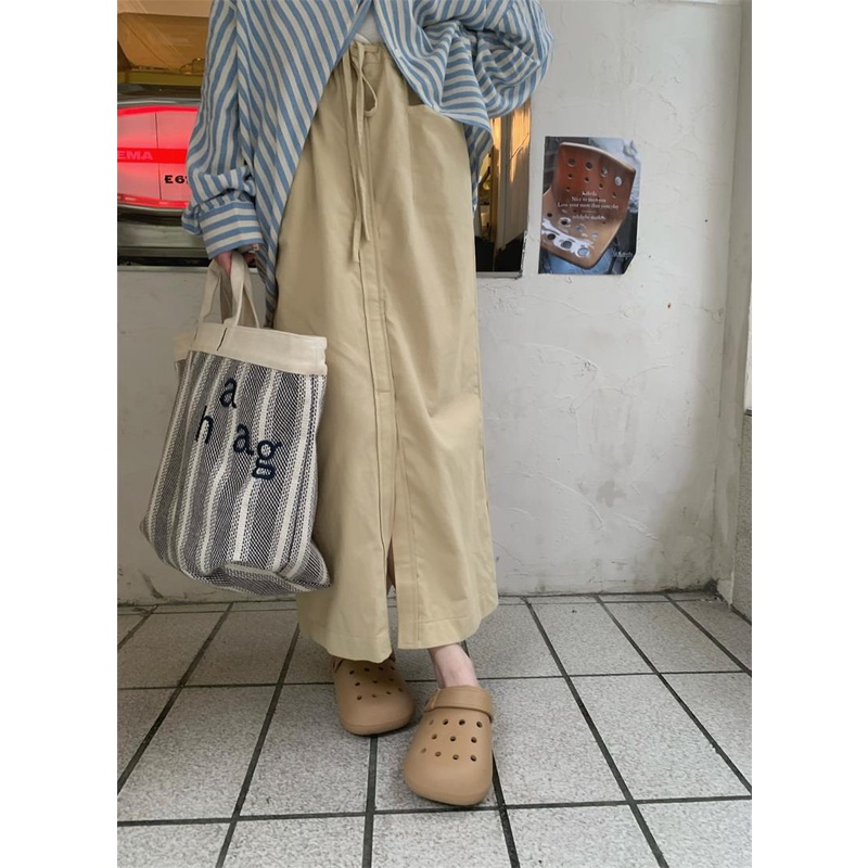 Chân Váy Chữ A Lưng Cao Bằng Cotton Lanh Màu Sắc Retro Phong Cách Nhật Bản Thời Trang Mùa Hè Cho Nữ