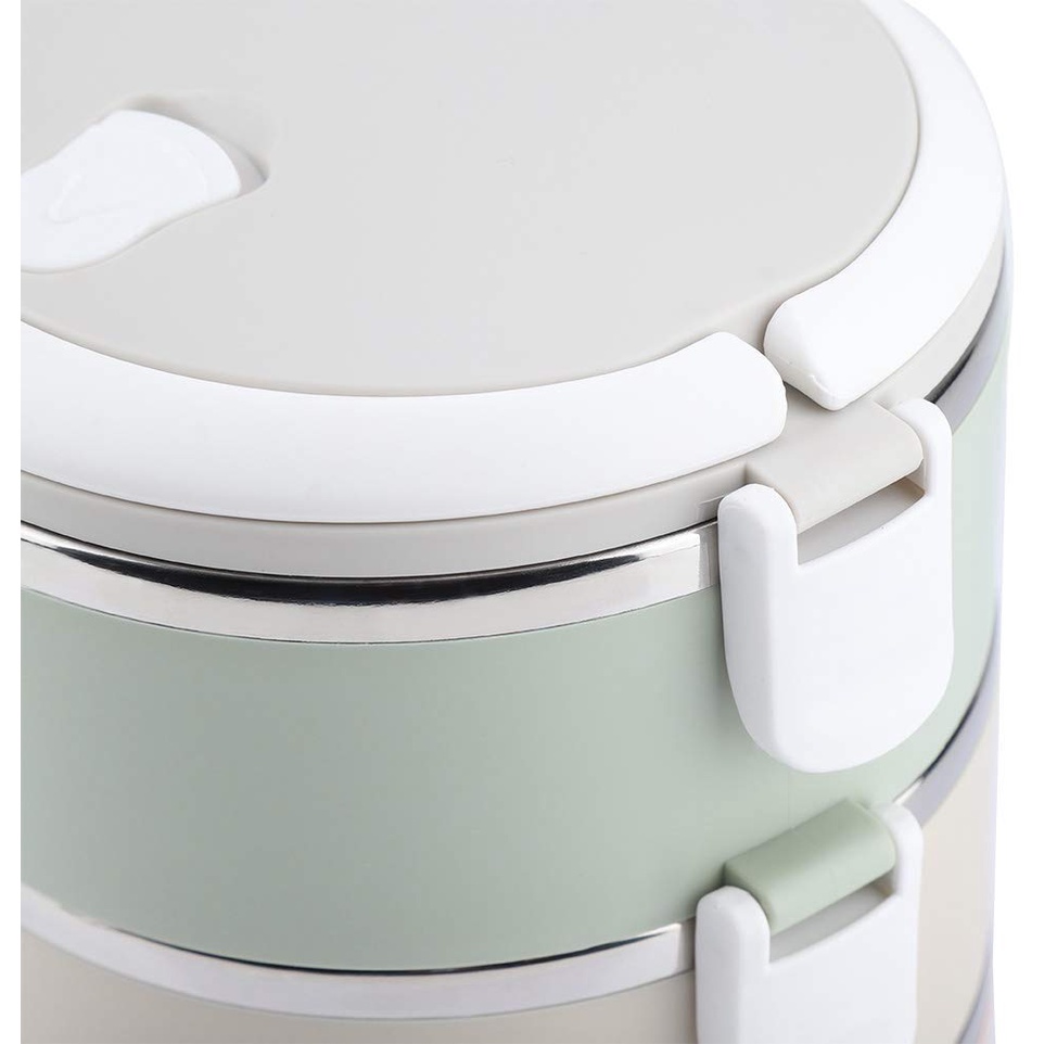 Hộp cơm giữ nhiệt lõi inox 2 tầng khóa cài tiện dụng