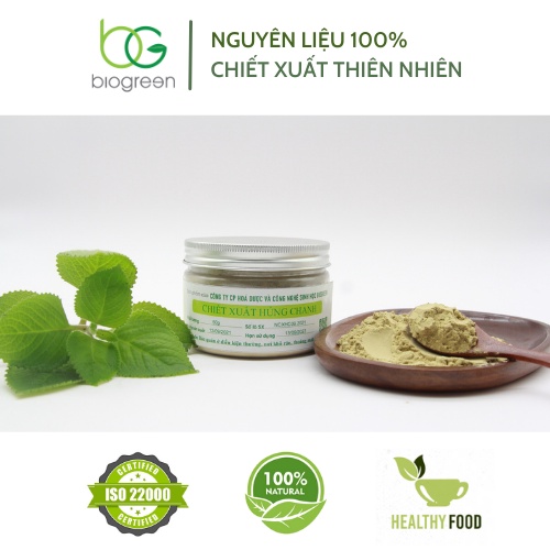 Bột húng chanh, bột chiết xuất từ lá húng chanh nguyên chất Biogreen hữu cơ 50g,100g