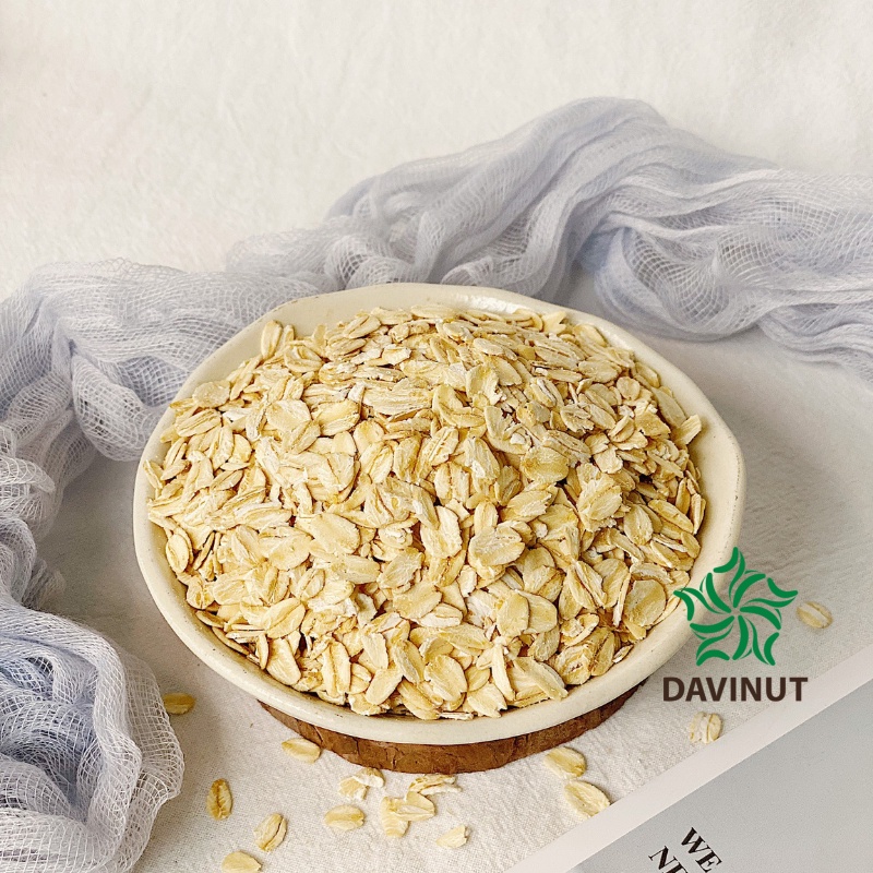 Yến mạch cán dẹt Davinut giảm cân Úc 500g, ngũ cốc oats ăn liền hữu cơ nguyên cám ăn kiêng, dinh dưỡng cho bé ăn dặm