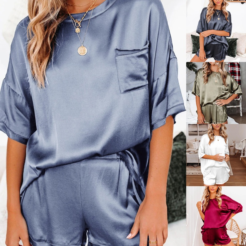 Set Đồ Ngủ 2 Món Gồm Áo Thun Cổ Tròn Tay Dài Và Quần Jogger Dây Rút Thời Trang Mùa Thu Cho Nữ